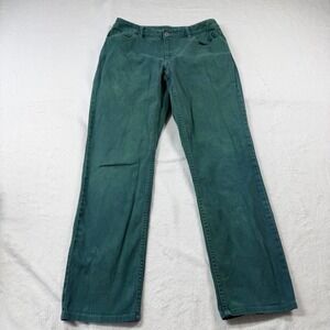 Liz Claiborne Straight Leg Pants Womens 8 Green Good Mid Rise Twill Trousers